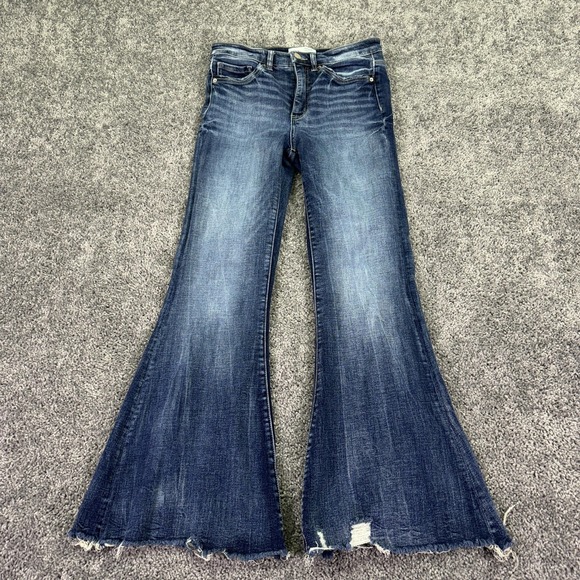 BKE Denim - BKE Jeans Womens 25x29.5 Blue High Rise Parker Super Flare Stretch Denim Casual